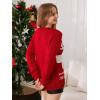 imageEXLURA Patterns Reindeer Ugly Christmas Crew Neck Long Sleeve Sweater Jumper Pullover Knitted Printed TopsElk Red