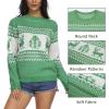 imageEXLURA Patterns Reindeer Ugly Christmas Crew Neck Long Sleeve Sweater Jumper Pullover Knitted Printed TopsGreen