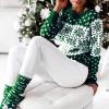 imageEXLURA Patterns Reindeer Ugly Christmas Crew Neck Long Sleeve Sweater Jumper Pullover Knitted Printed TopsGreen Snowflake