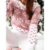 imageEXLURA Patterns Reindeer Ugly Christmas Crew Neck Long Sleeve Sweater Jumper Pullover Knitted Printed TopsPink Print