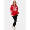 imageEXLURA Patterns Reindeer Ugly Christmas Crew Neck Long Sleeve Sweater Jumper Pullover Knitted Printed TopsRed Snow Print