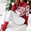 imageEXLURA Patterns Reindeer Ugly Christmas Crew Neck Long Sleeve Sweater Jumper Pullover Knitted Printed TopsRedcolor Block