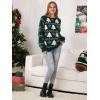 imageEXLURA Patterns Reindeer Ugly Christmas Crew Neck Long Sleeve Sweater Jumper Pullover Knitted Printed TopsTree Green