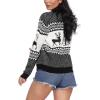 imageEXLURA Patterns Reindeer Ugly Christmas Crew Neck Long Sleeve Sweater Jumper Pullover Knitted Printed TopsWhite Black Reindeer