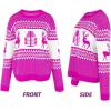 imageEXLURA Patterns Reindeer Ugly Christmas Crew Neck Long Sleeve Sweater Jumper Pullover Knitted Printed TopsWhite Magenta Reindeer