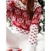 imageEXLURA Patterns Reindeer Ugly Christmas Crew Neck Long Sleeve Sweater Jumper Pullover Knitted Printed TopsWhitecolor Block