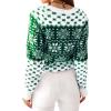 imageEXLURA Patterns Reindeer Ugly Christmas Crew Neck Long Sleeve Sweater Jumper Pullover Knitted Printed TopsGreen Print