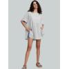 imageEXLURA Womens Short Sleeve Summer Tops Casual Loose Maternity Babydoll Peplum Tops Oversized Shirts Tunic 2025Light Grey
