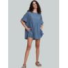 imageEXLURA Womens Short Sleeve Summer Tops Casual Loose Maternity Babydoll Peplum Tops Oversized Shirts Tunic 2025Navy Blue
