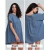 imageEXLURA Womens Short Sleeve Summer Tops Casual Loose Maternity Babydoll Peplum Tops Oversized Shirts Tunic 2025Navy Blue