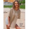 imageEXLURA Womens Summer Oversized T Shirts Beach Vacation Outfits 2025 Loose Workout Short Sleeve Tops Y2K Casual Basic TeeKhaki