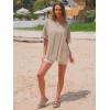 imageEXLURA Womens Summer Oversized T Shirts Beach Vacation Outfits 2025 Loose Workout Short Sleeve Tops Y2K Casual Basic TeeKhaki