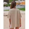 imageEXLURA Womens Summer Oversized T Shirts Beach Vacation Outfits 2025 Loose Workout Short Sleeve Tops Y2K Casual Basic TeeKhaki