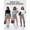 imageEXLURA Womens Fashion Faux Wool Mini Skirt High Waisted Y2K Trendy Side Slit Tweed Plaid Skirts 2025 Fall Winter Outfits Black