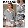 imageEXLURA Womens Two Piece Sets Airport Outfits Cotton Striped Sweatshirt Matching Skirt Skort Tennis Tracksuit Travel Set 2026Black White