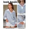 imageEXLURA Womens Two Piece Sets Airport Outfits Cotton Striped Sweatshirt Matching Skirt Skort Tennis Tracksuit Travel Set 2026Blue White