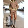 imageEXLURA Womens Two Piece Sets Airport Outfits Cotton Striped Sweatshirt Matching Skirt Skort Tennis Tracksuit Travel Set 2026Green Brown
