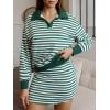imageEXLURA Womens Two Piece Sets Airport Outfits Cotton Striped Sweatshirt Matching Skirt Skort Tennis Tracksuit Travel Set 2026Green White