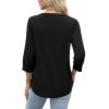 imageWomen 34 Sleeve Shirts Notch V Neck Tops Casual Dressy Blouses Beach Vacation Tunic TopsBlack