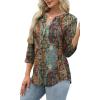 imageWomen 34 Sleeve Shirts Notch V Neck Tops Casual Dressy Blouses Beach Vacation Tunic TopsFigure