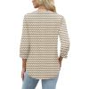 imageWomen 34 Sleeve Shirts Notch V Neck Tops Casual Dressy Blouses Beach Vacation Tunic TopsStripe