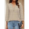 imageWomen 34 Sleeve Shirts Notch V Neck Tops Casual Dressy Blouses Beach Vacation Tunic TopsStripe