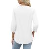 imageWomen 34 Sleeve Shirts Notch V Neck Tops Casual Dressy Blouses Beach Vacation Tunic TopsWhite