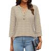 imageWomen 34 Sleeve Shirts Notch V Neck Tops Casual Dressy Blouses Beach Vacation Tunic TopsStripe