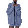 imageEXLURA Women 2 Piece Skirt Sets Airport Outfits Zip Up Sweatshirt Matching Skorts Tennis Sweatsuits Travel Tracksuit 2026Grey Blue