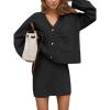 imageEXLURA Womens 2 Piece Skirt Sweater Sets V Neck Button Up Cardigan Mini Skirts Fall Winter Knit Trendy Outfits Pockets 2025Black
