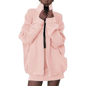 imageEXLURA Women 2 Piece Skirt Sets Airport Outfits Zip Up Sweatshirt Matching Skorts Tennis Sweatsuits Travel Tracksuit 2026Pink