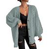 imageEXLURA Womens 2026 Oversized Cardigan Sweaters Fall Winter Lightweight Soft Knit Cardigan Open Front Button Outwear CoatsGrey Green