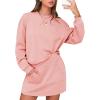 imageEXLURA Women 2 Piece Skirt Set Airport Outfits 2026 Cotton Travel Sweat Suit Casual Lounge Crewneck Sweatshirt Skort SetsPink