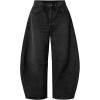 imageEXLURA Womens Barrel Jeans Wide Leg Y2K Boyfriend Denim Pants Hip Hop Vintage Baggy Jeans Cotton MidLow Elastic Waist PantsBlack