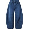imageEXLURA Womens Barrel Jeans Wide Leg Y2K Boyfriend Denim Pants Hip Hop Vintage Baggy Jeans Cotton MidLow Elastic Waist PantsDark Blue