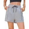 imageEXLURA Womens Elastic Drawstring Athletic Shorts High Waist Workout Lounge Summer Short with Pockets Casual Gym Running 2026Deep Grey