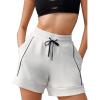 imageEXLURA Womens Elastic Drawstring Athletic Shorts High Waist Workout Lounge Summer Short with Pockets Casual Gym Running 2026White