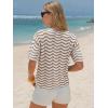 image:imageEXLURA Womens Summer Coverup Boho Tops Short Sleeve Crochet Knit Sweater Casual Striped Beach Vacation Cruise Outfits 2026Apricot White