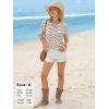 image:imageEXLURA Womens Summer Coverup Boho Tops Short Sleeve Crochet Knit Sweater Casual Striped Beach Vacation Cruise Outfits 2026Apricot White