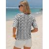 image:imageEXLURA Womens Summer Coverup Boho Tops Short Sleeve Crochet Knit Sweater Casual Striped Beach Vacation Cruise Outfits 2026Black White