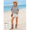image:imageEXLURA Womens Summer Coverup Boho Tops Short Sleeve Crochet Knit Sweater Casual Striped Beach Vacation Cruise Outfits 2026Black White