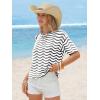 image:imageEXLURA Womens Summer Coverup Boho Tops Short Sleeve Crochet Knit Sweater Casual Striped Beach Vacation Cruise Outfits 2026Black White