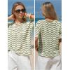 image:imageEXLURA Womens Summer Coverup Boho Tops Short Sleeve Crochet Knit Sweater Casual Striped Beach Vacation Cruise Outfits 2026Green White
