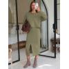 image:imageEXLURA Womens 2 Piece Skirts Set Long Sleeve Drawstring Top Midi Skirt Dress Lounge Sets Airport Travel Cruise Outfits 2026Army Green