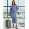 image:imageEXLURA Womens 2 Piece Skirts Set Long Sleeve Drawstring Top Midi Skirt Dress Lounge Sets Airport Travel Cruise Outfits 2026Gery Blue