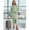 image:imageEXLURA Womens 2 Piece Skirts Set Long Sleeve Drawstring Top Midi Skirt Dress Lounge Sets Airport Travel Cruise Outfits 2026Grey Green