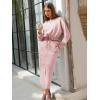 image:imageEXLURA Womens 2 Piece Skirts Set Long Sleeve Drawstring Top Midi Skirt Dress Lounge Sets Airport Travel Cruise Outfits 2026Pink