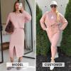 image:imageEXLURA Womens 2 Piece Skirts Set Long Sleeve Drawstring Top Midi Skirt Dress Lounge Sets Airport Travel Cruise Outfits 2026Pink