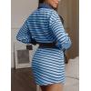 image:imageEXLURA Womens Two Piece Sets Cotton Striped Sweatshirt Matching Skirt Skort Tennis Vacation Cruise Outfits Travel Set 2026Dark Blue