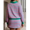 image:imageEXLURA Womens Two Piece Sets Cotton Striped Sweatshirt Matching Skirt Skort Tennis Vacation Cruise Outfits Travel Set 2026Green Pink